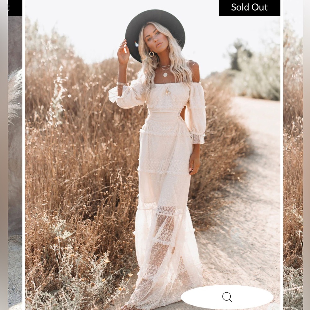 Vici Doll Porsha Off the Shoulder Tiered Cutout Maxi Dress